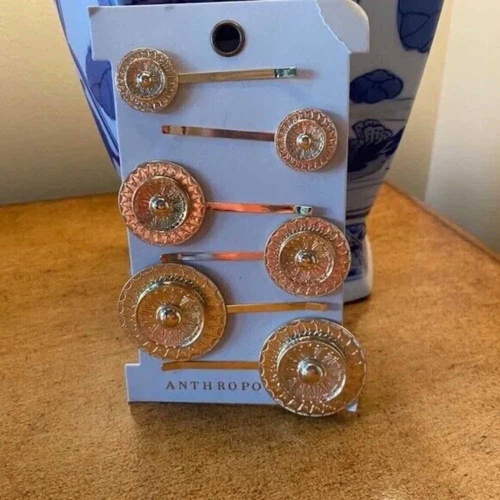 Anthropologie Set of Six Medallion Coin Hair Pins